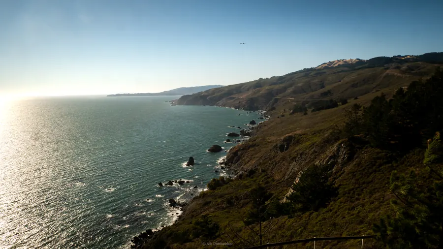 Big Sur coastline and Pacific Ocean in backlight, California