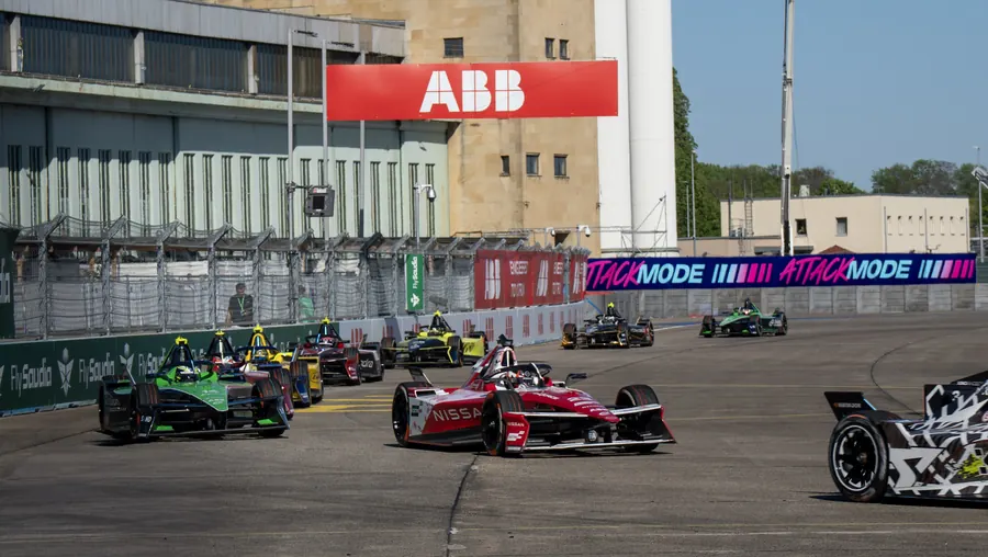 Formula E field at the start of the race under the ABB banner, Berlin