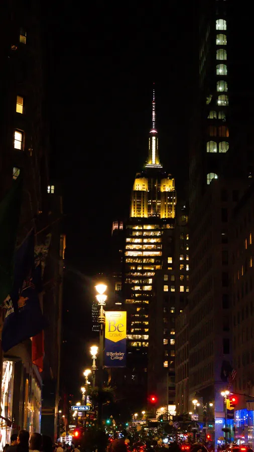 Empire State Building lit up at night, New York