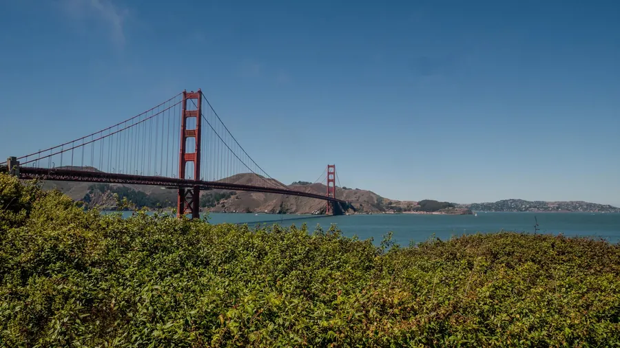 Golden Gate Bridge seen from the coastal hills, San Francisco