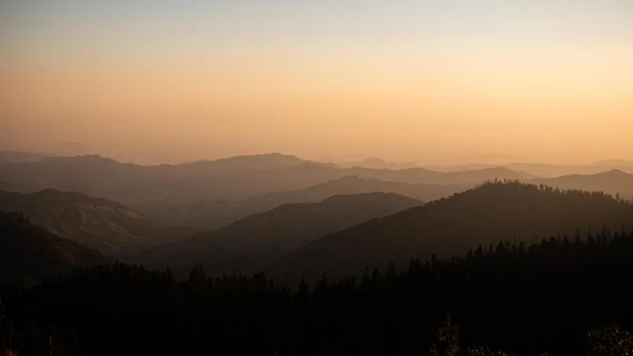 Layered mountain ridges in the evening haze, Sequoia National Park